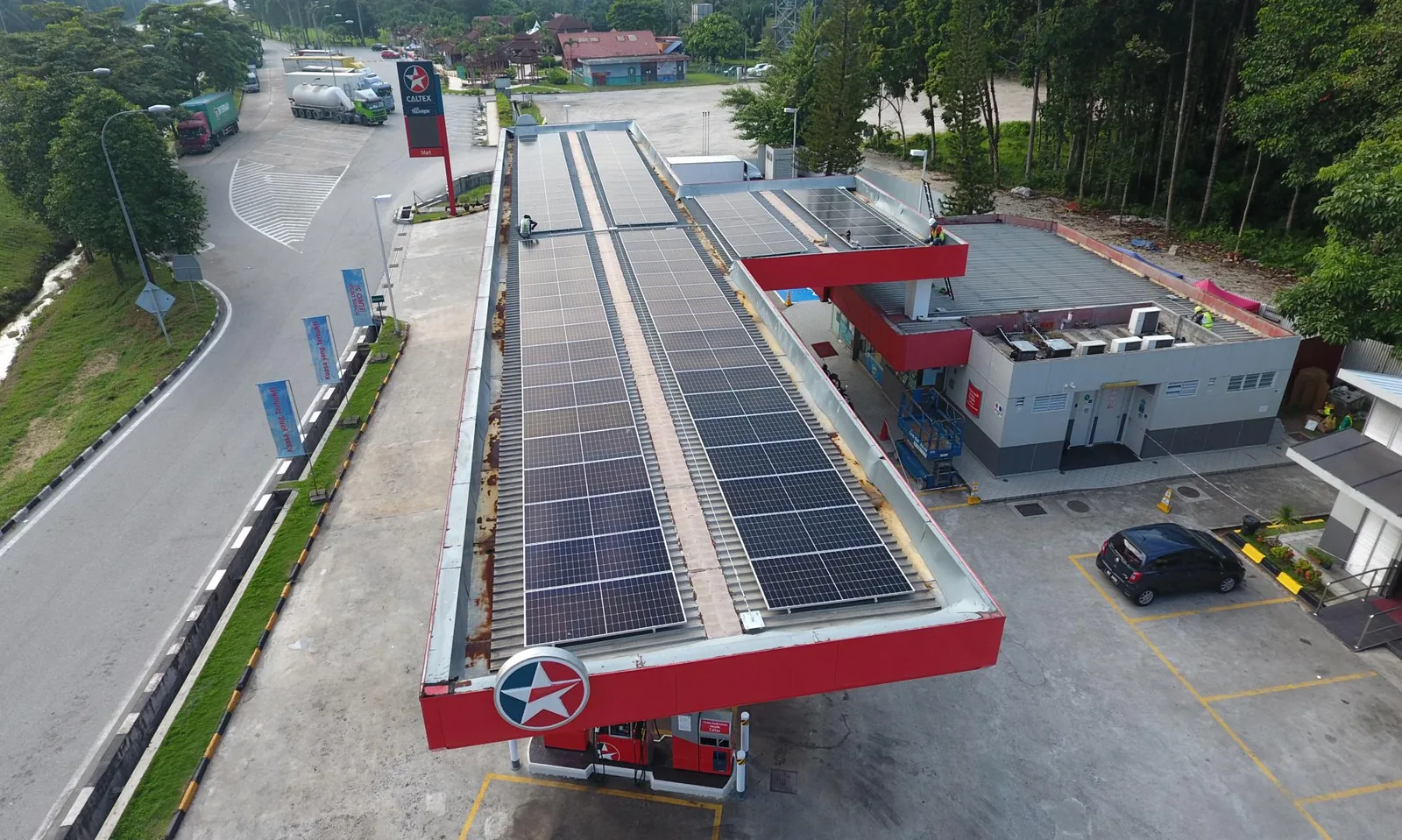 Solar photovoltaic installation at Caltex Bukit Gantang, PLUS Highway