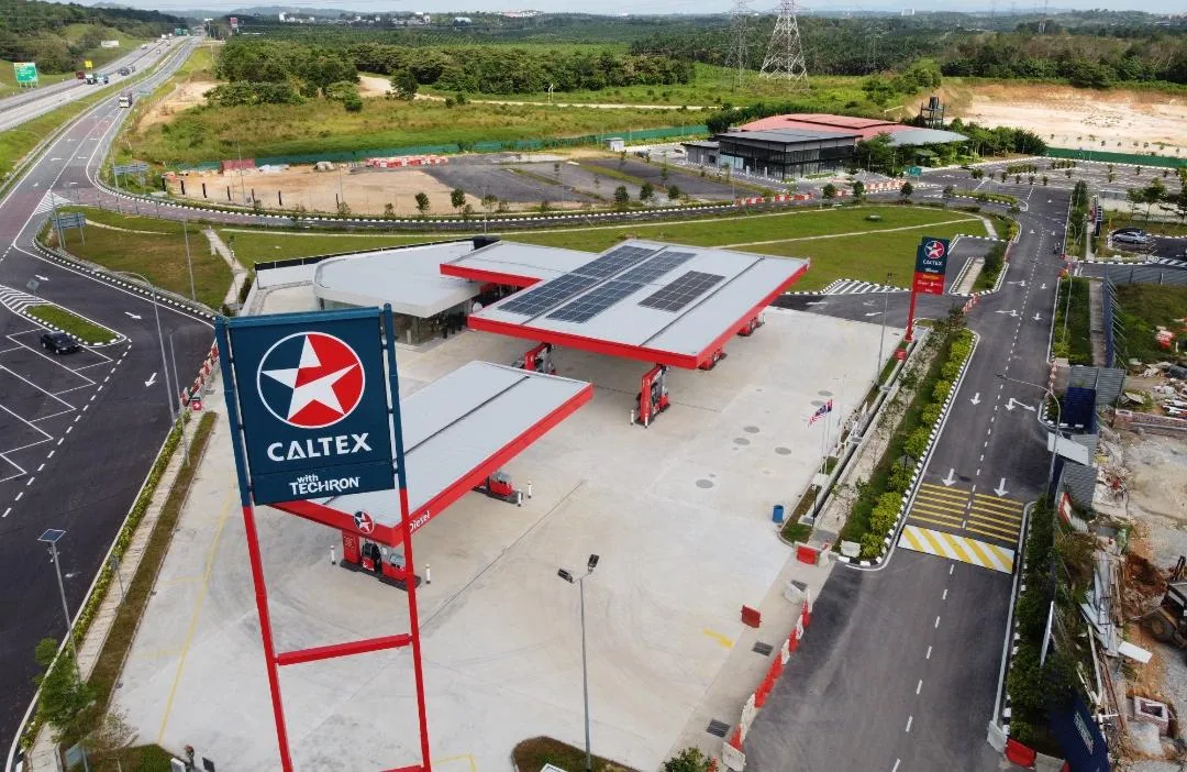 Solar photovoltaic installation at Caltex Skudai, PLUS Highway